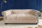 Bank 3-zits Chesterfield Champagne Fluweel - 42310
