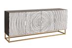 Massief dressoir ZEN CIRCLES 180 cm wit zwart goud mangohout, Huis en Inrichting, Ophalen of Verzenden, Nieuw