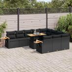 vidaXL 11-delige Loungeset met kussens poly rattan acacia, Verzenden, Nieuw, Rotan, Loungeset
