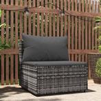 vidaXL Tuinmiddenbank met kussens poly rattan grijs, Verzenden, Nieuw, Rotan