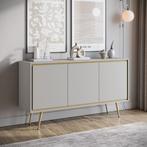 Meubella | Dressoir beige 150cm | Opbergkast 3 deuren, Verzenden, 150 tot 200 cm, Nieuw, Modern