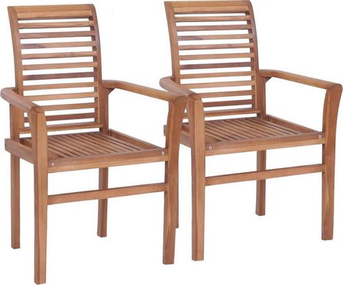 vidaXL - Eetkamerstoelen - stapelbaar - 2 - st - massief -, Caravans en Kamperen, Kampeermeubelen, Nieuw, Ophalen of Verzenden