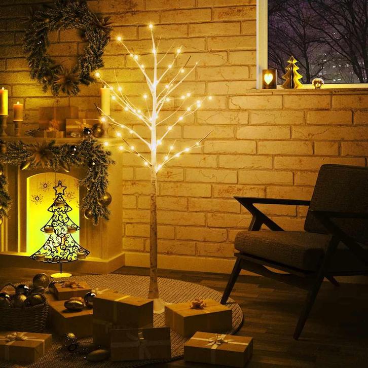 vidaXL Berkenboom LED 72 LEDs warmwit 150 cm wit, Diversen, Kerst, Nieuw, Verzenden