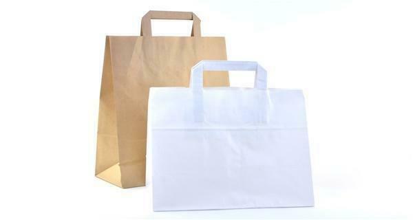 Snacktassen van papier, Papierendraagtas met plat handvat, Zakelijke goederen, Partijgoederen en Retail | Verpakking en Verzending