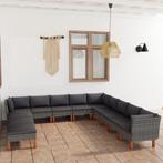 vidaXL 12-delige Loungeset met kussens poly rattan grijs, 2 zitplaatsen, Nieuw, Loungeset, Verzenden