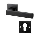 Deurklink Nova mat zwart met vierkante cilinderrozetten -..., Doe-het-zelf en Verbouw, Hang- en Sluitwerk, Ophalen of Verzenden