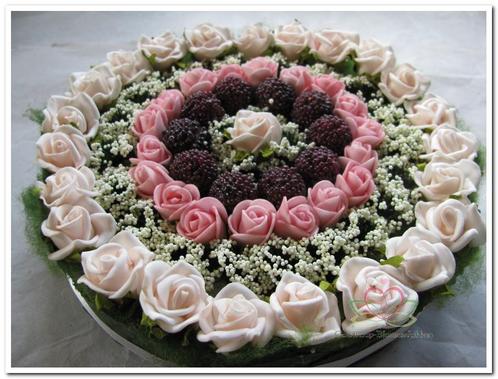 Actie taart foambloemen- rose cake 15 cm. pinkroze, Huis en Inrichting, Woonaccessoires | Kunstplanten en Kunstbloemen, Nieuw
