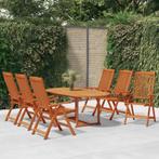 vidaXL 7-delige Tuinset massief eucalyptushout, Verzenden, 6 zitplaatsen, Nieuw, Tuinset