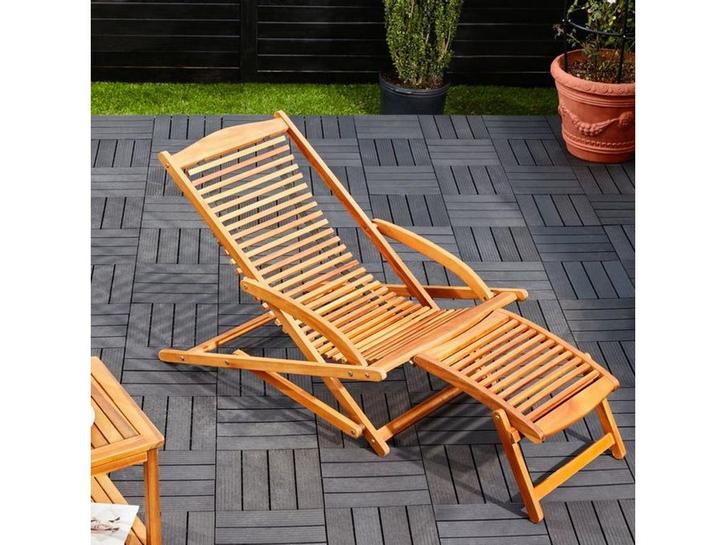 Ligbed Acaciahout 152x70x74 cm - Inklapbare Tuinligstoel -, Tuin en Terras, Tuinstoelen, Nieuw, Verzenden