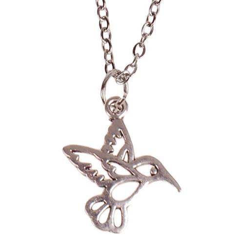Kinderketting Zilverkleurig 45cm - Hangertje Kolibrie zilver, Sieraden, Tassen en Uiterlijk, Kindersieraden, Nieuw, Ophalen of Verzenden
