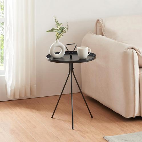 [en.casa] Bijzettafel Odal rond 65xØ41 cm zwart, Huis en Inrichting, Tafels | Bijzettafels, Nieuw, Verzenden