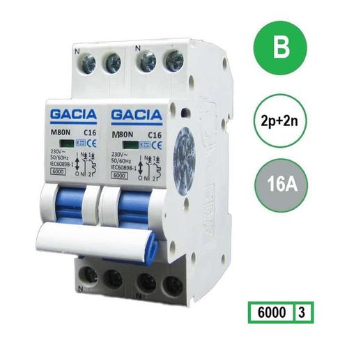 Gacia installatieautomaat Kookgroep 2P+2N B16 6KA -, Doe-het-zelf en Verbouw, Elektra en Kabels, Ophalen of Verzenden