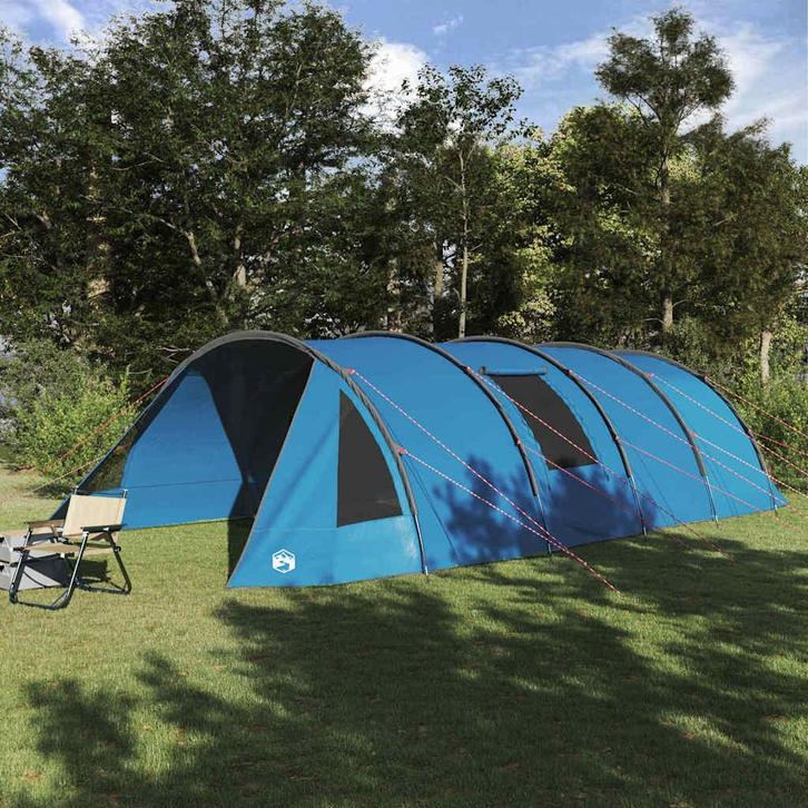 vidaXL Tunnel Tent 6-Persoon met dak Blauw en Grijs 778 x, Caravans en Kamperen, Tenten, Nieuw, Verzenden