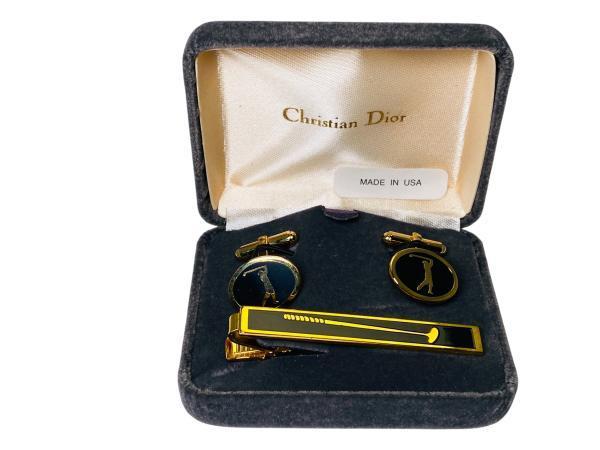 Veiling - Vintage Christian Dior | Golf Cufflinks & Tie Bar, Sieraden, Tassen en Uiterlijk, Manchetknopen