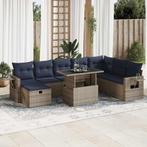 vidaXL 9-delige Loungeset met kussens poly rattan acacia, Tuin en Terras, Tuinsets en Loungesets, Verzenden, Nieuw, Rotan, Loungeset