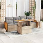 vidaXL 5-delige Loungeset met kussens poly rattan en, Tuin en Terras, Verzenden, Nieuw, Rotan, Loungeset