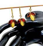Echte barnsteenset - hanger en oorbellen in sterling zilver