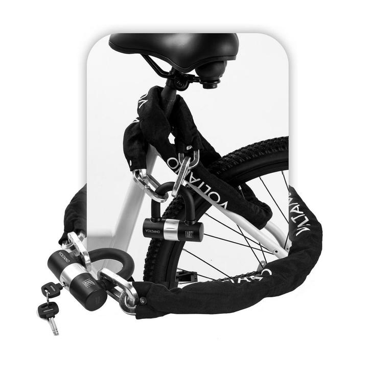 Voltano ART4 Kettingslot Motor Met U-Lock - Zwart - 130 CM, Fietsen en Brommers, Fietsaccessoires | Fietssloten, Nieuw, Verzenden