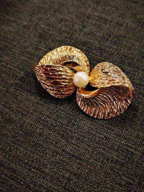 Broche - 18 karaat Geel goud Parel, Sieraden, Tassen en Uiterlijk, Antieke sieraden