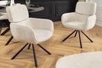 Draaibare Retro Stoel UNIEKE champagne beige chenille, Huis en Inrichting, Stoelen, Ophalen of Verzenden, Nieuw