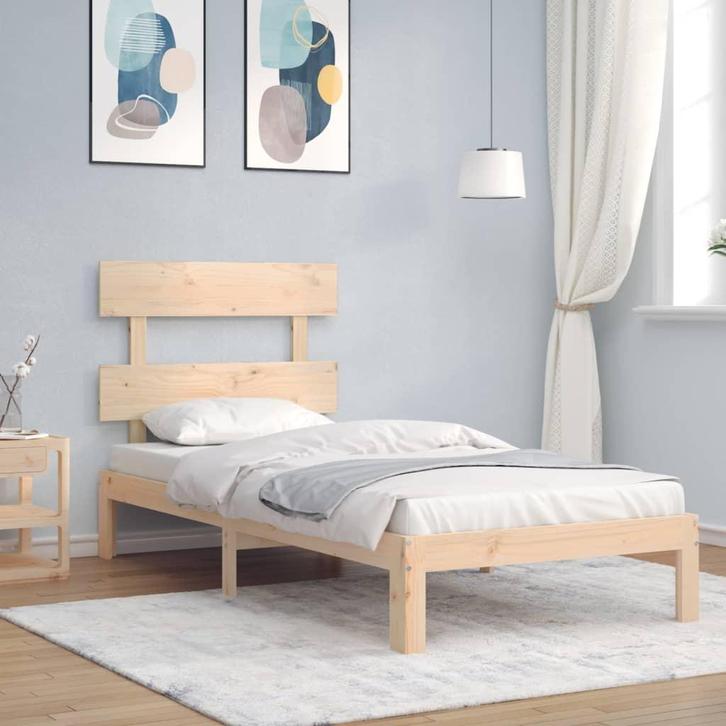 vidaXL Bedframe zonder matras massief grenenhout 90x200 cm, Huis en Inrichting, Slaapkamer | Bedden, 90 cm, 200 cm, Bruin, Eenpersoons