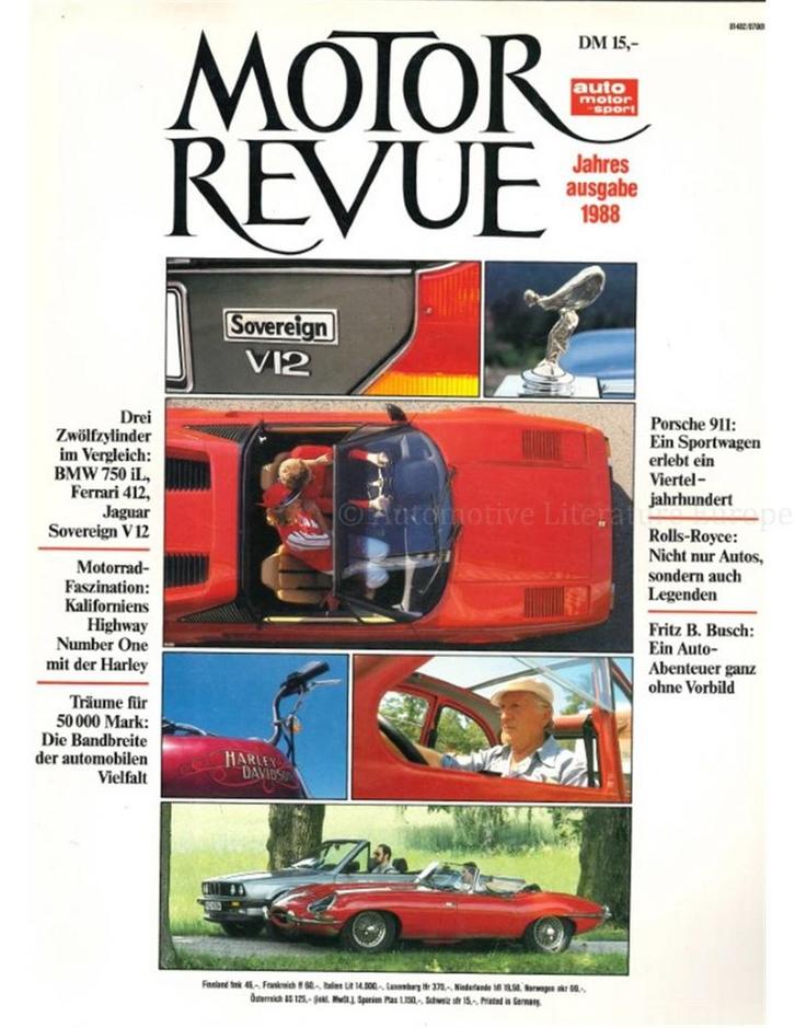 1988 MOTOR REVUE JAARBOEK DUITS, Boeken, Auto's | Folders en Tijdschriften