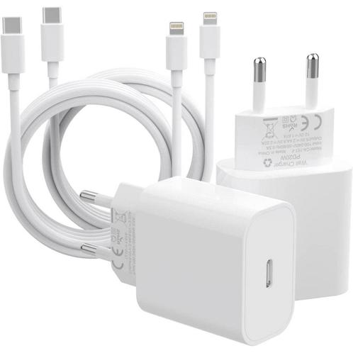iPhone Snellader met USB C Lightning Kabel - 4 PACK - 20W, Telecommunicatie, Mobiele telefoons | Telefoon-opladers, Ophalen of Verzenden