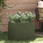 vidaXL Tuin Bloempot Olijfgroen 50 x 32 x 40 cm Koudgewalst, Verzenden, Minder dan 60 cm, Nieuw, Metaal