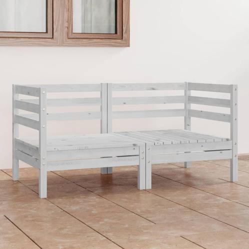vidaXL Tuinbank 2-zits massief grenenhout wit, Tuin en Terras, Tuinsets en Loungesets, Nieuw, Verzenden