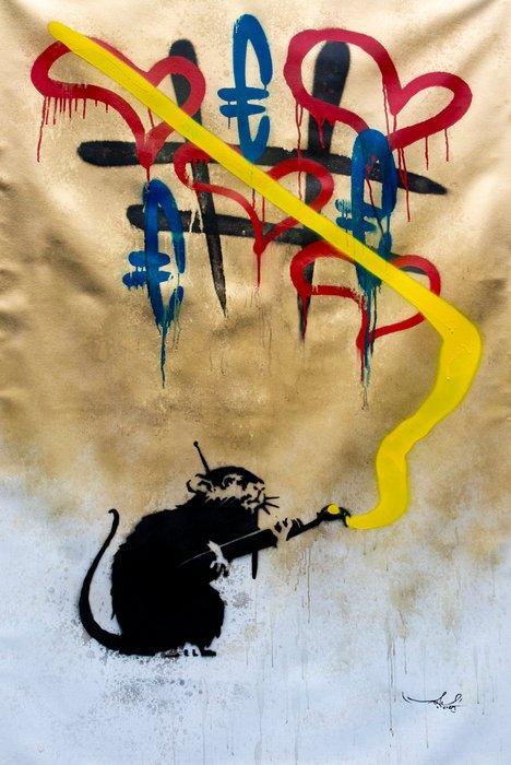 RAM - Vs Banksy Cop - Rats will always win - XL Size, Antiek en Kunst, Kunst | Schilderijen | Modern