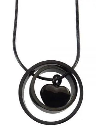 Assieraad, ashanger zwart hart circle design, Sieraden, Tassen en Uiterlijk, Kettinghangers, Zwart, Nieuw, Hart, Overige materialen