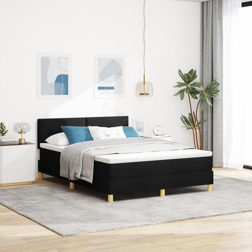 vidaXL Boxspringbed met matras stof zwart 160x200 cm, Huis en Inrichting, Slaapkamer | Bedden, 160 cm, 200 cm, Zwart, Tweepersoons