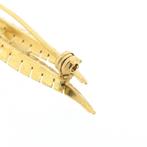 Gouden veer broche met parel, Sieraden, Tassen en Uiterlijk, Broches, Gebruikt, Overige kleuren, Ophalen of Verzenden, Met edelsteen