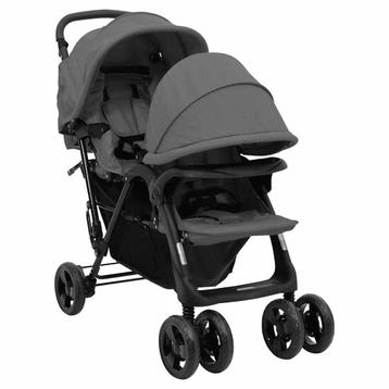 Tweelingkinderwagen - Donkergrijs Staal - OP=OP! Super Deal beschikbaar voor biedingen