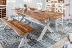 Massieve eettafel LONG ISLAND 200cm mangohout X-frame, Huis en Inrichting, Tafels | Eettafels, Nieuw, Ophalen of Verzenden