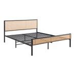 Metalen bed Linköping 165x206x90 cm zwart en rotan look [en., Verzenden, Nieuw