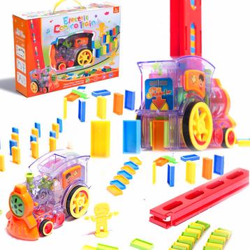 82-delige speelgoed domino trein inclusief stenen paars -