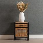 Nachtkastje Mangohout Tristan Met Lade En Deurtje 66 cm, Huis en Inrichting, Verzenden, Nieuw