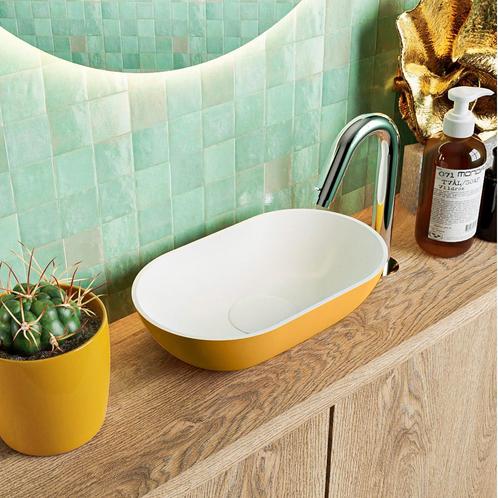 MONDIAZ POOLE solid surface opzetkom kleur Ocher | Talc., Doe-het-zelf en Verbouw, Sanitair, Overige typen, Nieuw, Ophalen of Verzenden