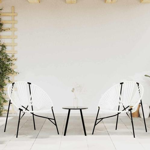 vidaXL Tuinstoelenset 3-delig poly rattan zwart en wit, Tuin en Terras, Tuinstoelen, Nieuw, Rotan, Verzenden