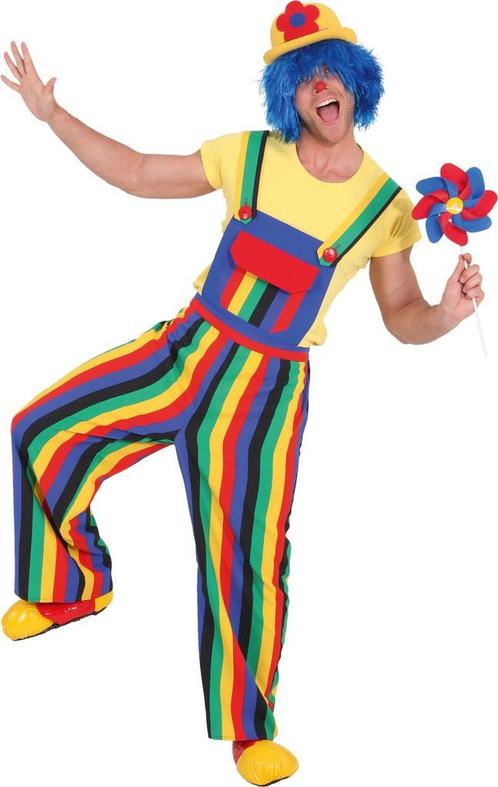 Tuinbroek Clown Gestreept Volwassenen, Kleding | Heren, Carnavalskleding en Feestkleding, Nieuw, Ophalen of Verzenden