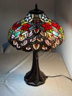 XXL Tiffany stijl tafellamp PEACOCK ROSE GARDEN lamp met 2, Antiek en Kunst