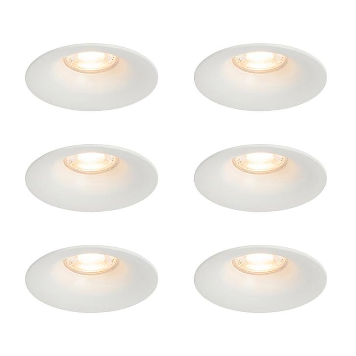 Set van 6 inbouwspots wit GU10 50mm - Gijs, Huis en Inrichting, Lampen | Spots, Nieuw, Metaal of Aluminium