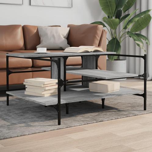 vidaXL Salontafel 100x100x48,5 cm bewerkt hout grijs sonoma, Huis en Inrichting, Tafels | Salontafels, 100 tot 150 cm, Nieuw, Overige houtsoorten