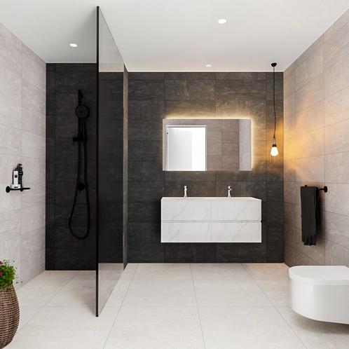 Badkamermeubel BWS Valencia Carrara Mat 120 cm Solid Surface, Doe-het-zelf en Verbouw, Sanitair, Bad, Nieuw, Ophalen of Verzenden