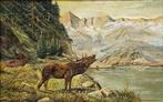 Hermann Wirth (1877-?) - Deer in an alpine landscape