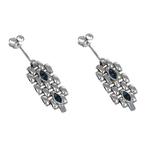 Oorbellen - 18 karaat Witgoud - 0.60ct. tw. Saffier, Nieuw