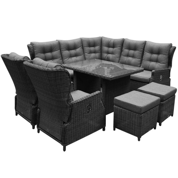 Ibiza premium hoek dining loungeset 8 delig antraciet, Tuin en Terras, Tuinsets en Loungesets, Nieuw, Wicker, Ophalen of Verzenden