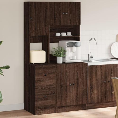 vidaXL Keukenkast 95x50x180 cm bewerkt hout bruin, Huis en Inrichting, Keuken | Keukenelementen, Bruin, Nieuw, Verzenden