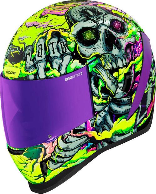 Icon Airform Hippy Dippy Integraalhelm Paars Geel, Motoren, Kleding | Motorhelmen, Integraalhelm, Heren, M, Nieuw met kaartje